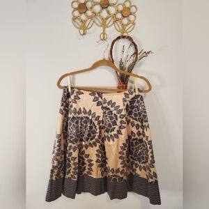 Tan and Black Skater Mini Skirt for Casual Wear